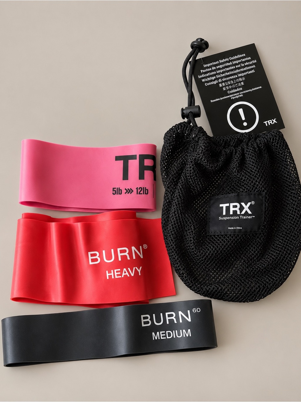 TRX + BURN 60 Resistance Bands Set with TRX Storage Bag